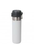 Beyaz 700 ml kilitli kapaklı metal detaylı lazer logo baskılı promosyon termos